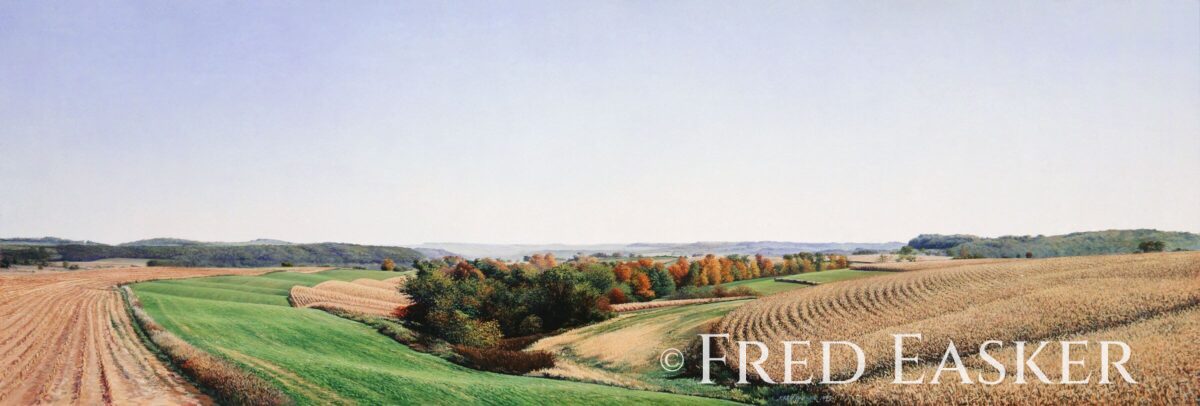 Autumn View Near Claremont, oil painting by Iowa artist Fred Easker.
