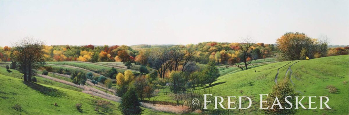 Autumn View Near Matsell, oil painting by Iowa artist Fred Easker.