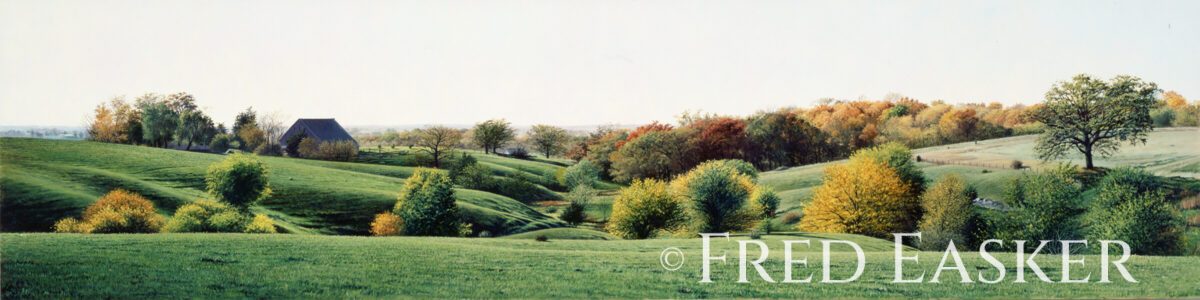 Autumn View From Sutliff Road, oil painting by Iowa artist Fred Easker.