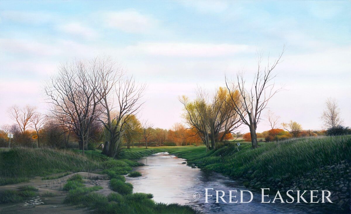 Blue Creek, oil painting by Iowa artist Fred Easker.