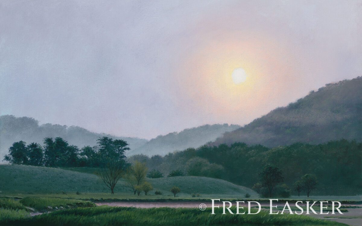 Driftless Morning, oil painting by Iowa artist Fred Easker.