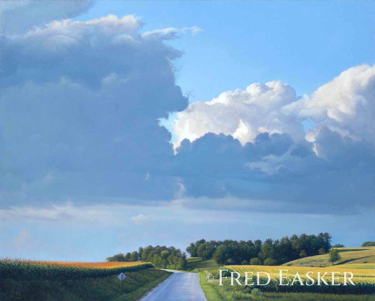 Grandview Road, oil painting by Iowa artist Fred Easker.