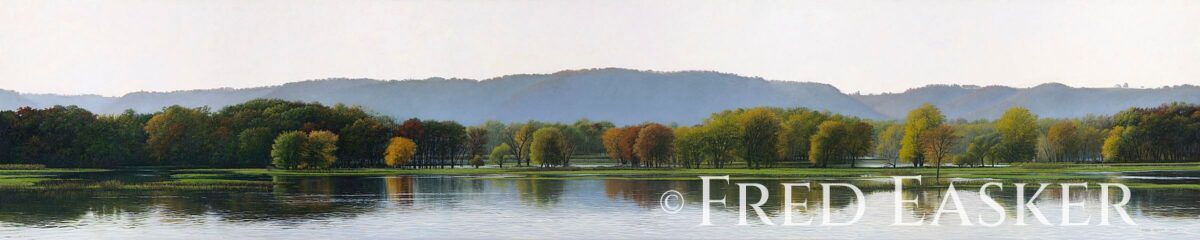 Mississippi Autumn, oil painting by Iowa artist Fred Easker.