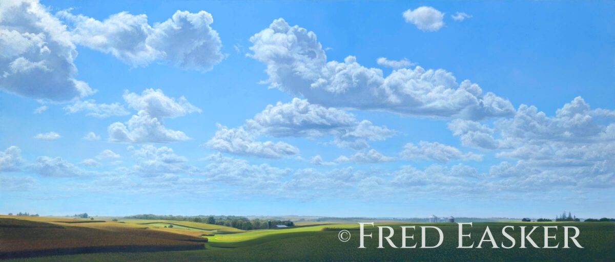 Near Elkader, oil painting by Iowa artist Fred Easker.