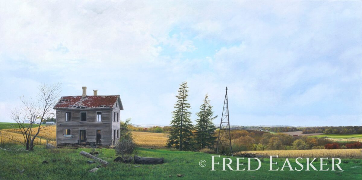 Prairie Survivors, oil painting by Iowa artist Fred Easker.