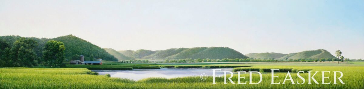 River Farm, oil painting by Iowa artist Fred Easker.