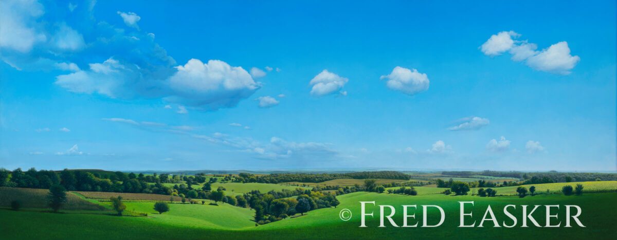 South View Near Churchtown, oil painting by Iowa artist Fred Easker.