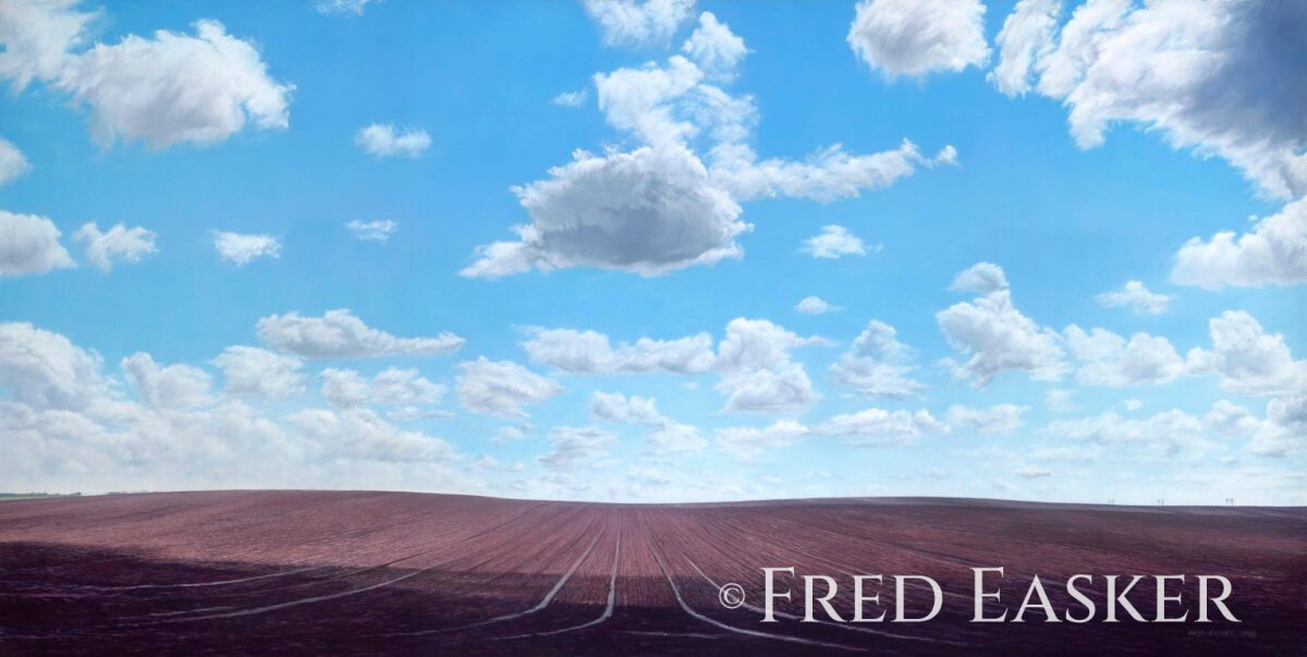 Spring Clouds, oil painting by Iowa artist Fred Easker.