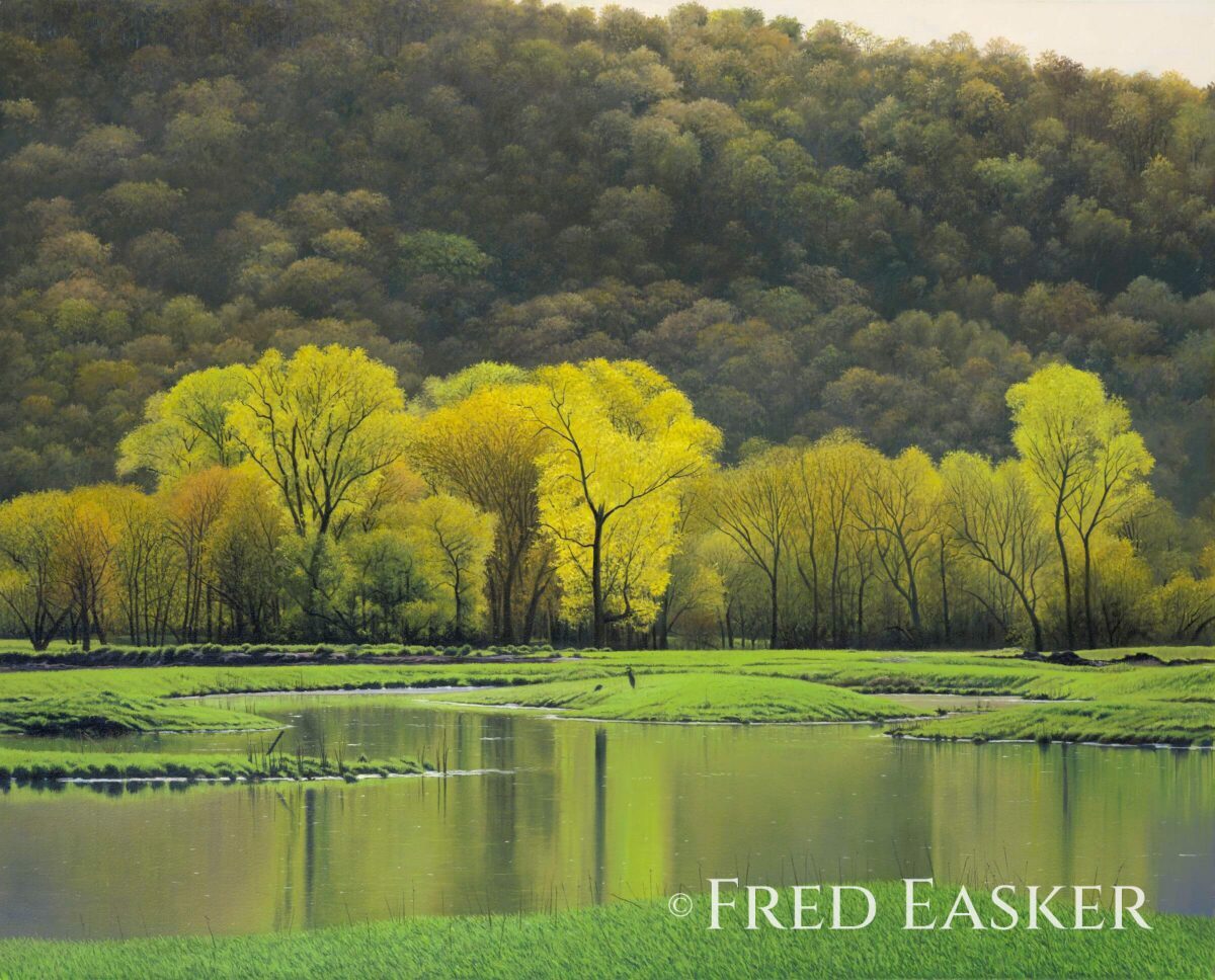 Spring Wetland, oil painting by Iowa artist Fred Easker.