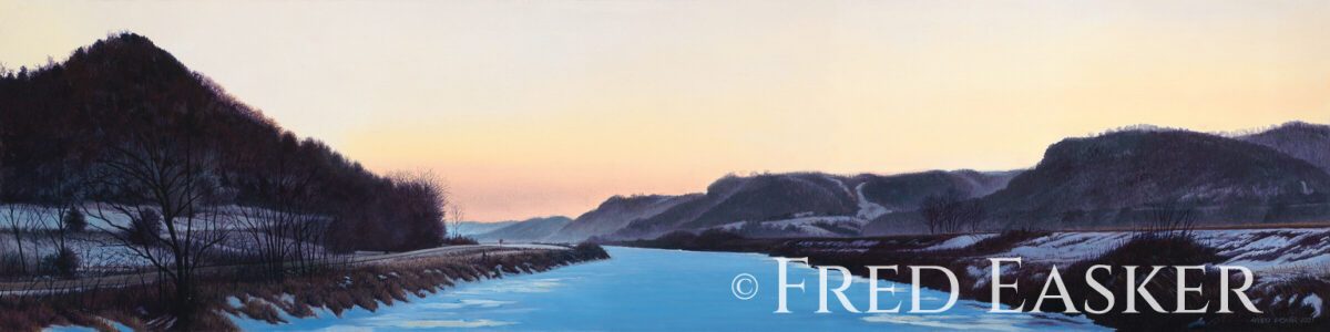 Upper Iowa Winter, oil painting by Iowa artist Fred Easker.