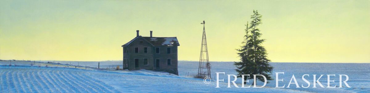 Winter Sentinels, oil painting by Iowa artist Fred Easker.