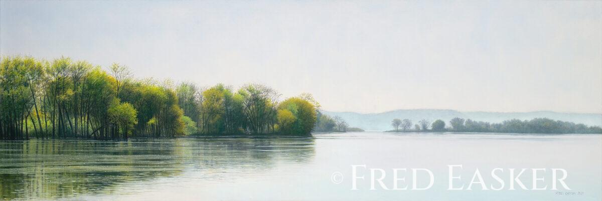 Mississippi Meditation, oil painting by Iowa artist Fred Easker.