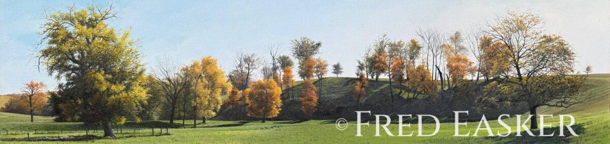 October's Bright Edge, oil painting by Iowa artist Fred Easker.